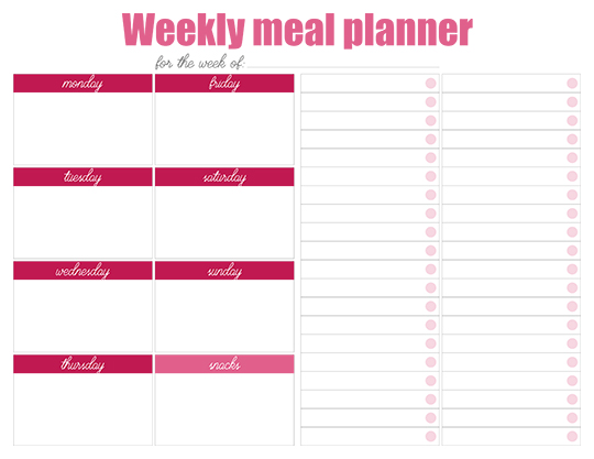 Visual representation of a weekly meal planning calendar with organized day columns and meal slots